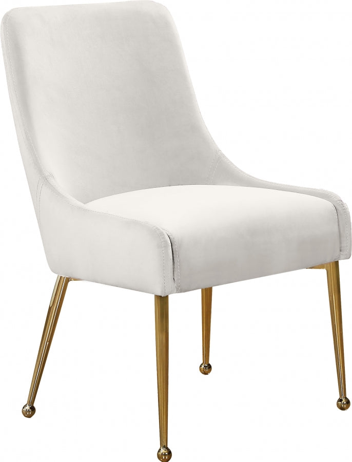 Owen Velvet Upholstered Dining Chair in Cream, Set of 2 - 744Cream