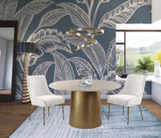 Owen Velvet Upholstered Dining Chair in Cream, Set of 2 - 744Cream