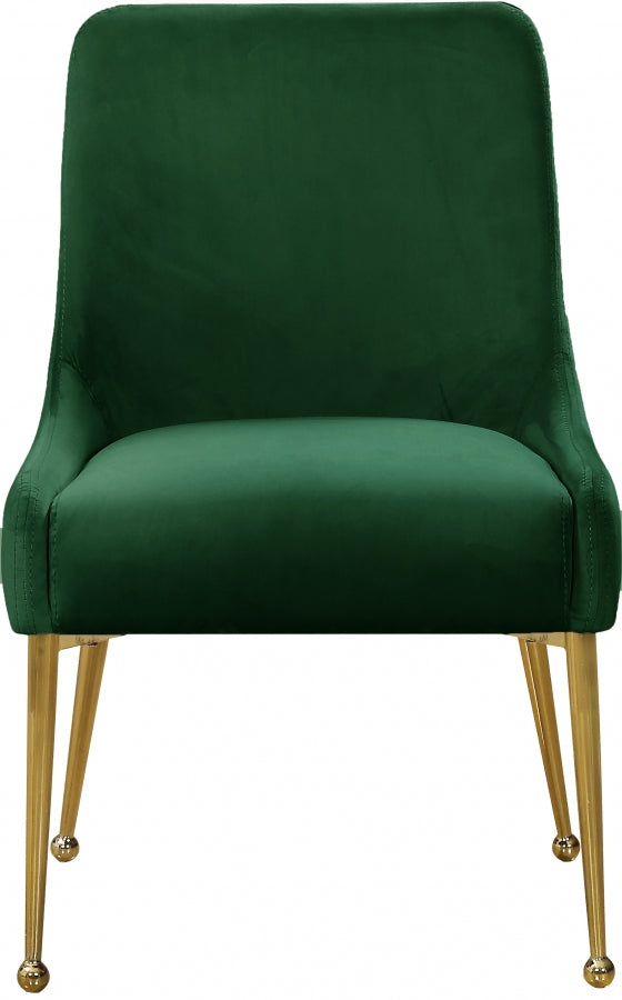 Owen Velvet Upholstered Dining Chair in Green, Set of 2 - 744Green