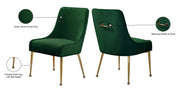 Owen Velvet Upholstered Dining Chair in Green, Set of 2 - 744Green