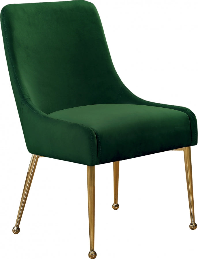 Owen Velvet Upholstered Dining Chair in Green, Set of 2 - 744Green