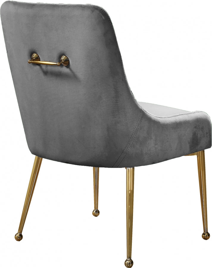 Owen Velvet Upholstered Dining Chair in Grey, Set of 2 - 744Grey
