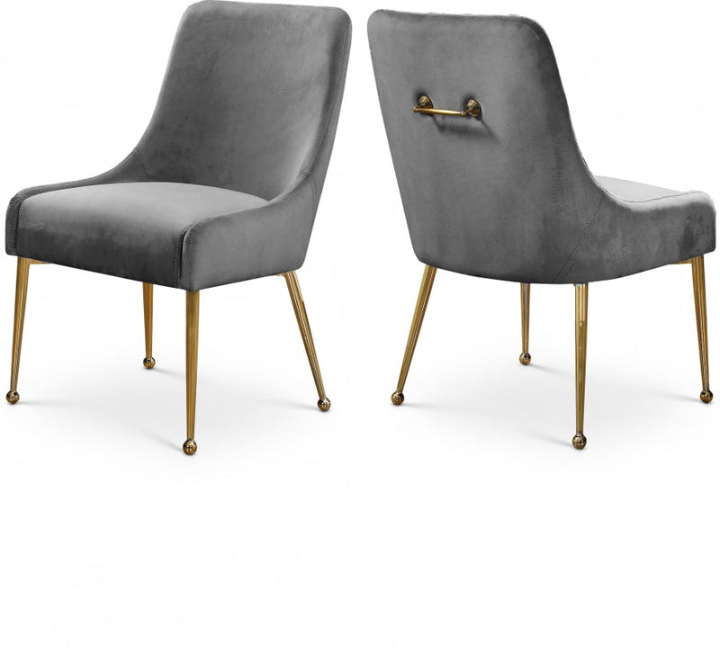 Owen Velvet Upholstered Dining Chair in Grey, Set of 2 - 744Grey
