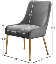 Owen Velvet Upholstered Dining Chair in Grey, Set of 2 - 744Grey