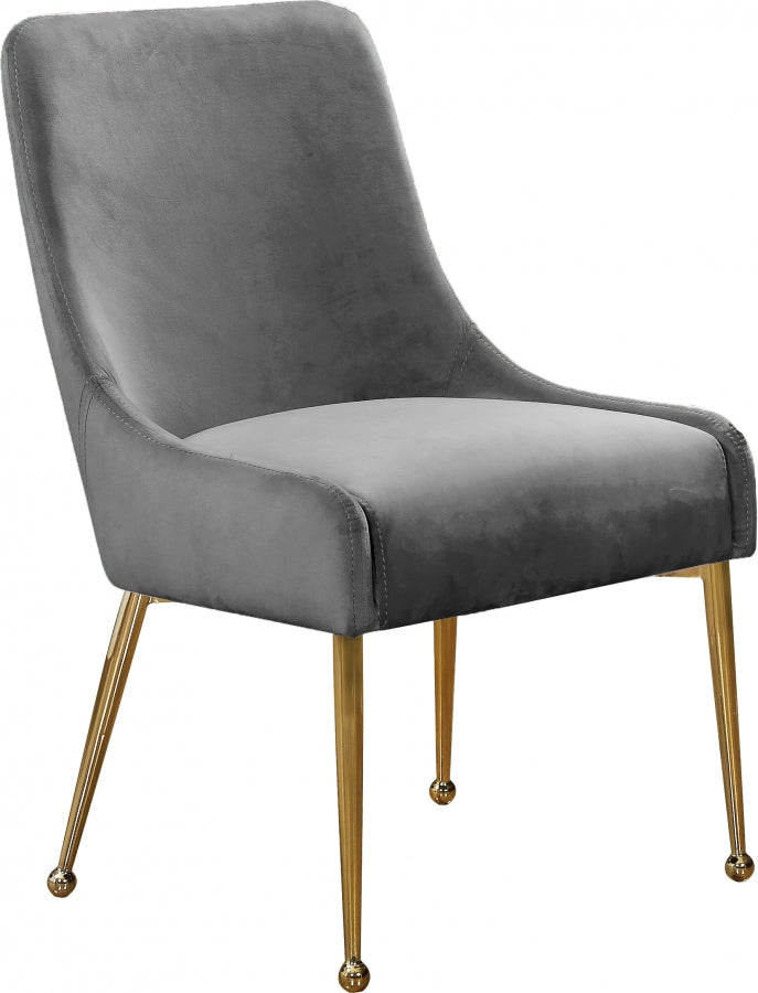 Owen Velvet Upholstered Dining Chair in Grey, Set of 2 - 744Grey