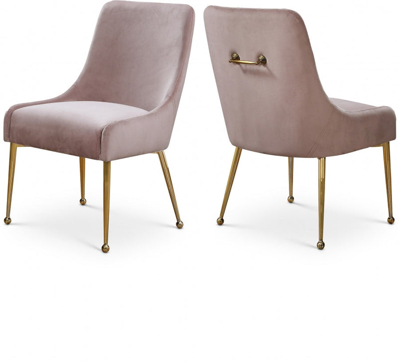 Owen Velvet Upholstered Dining Chair in Pink, Set of 2 - 744Pink