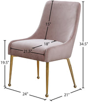 Owen Velvet Upholstered Dining Chair in Pink, Set of 2 - 744Pink
