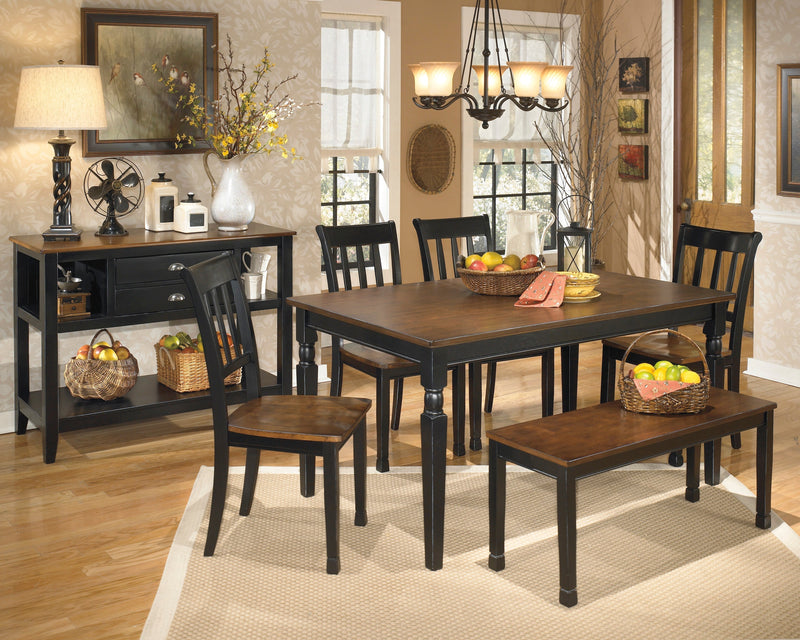 Owingsville Black/Brown Rectangular Dining Set - Gate FurnitureDining Room Set