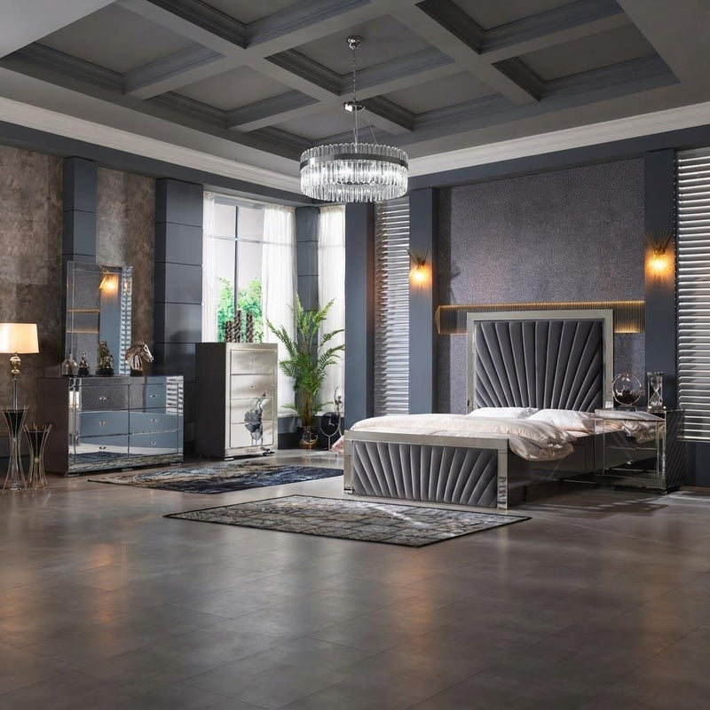 Oxford - Bed, Panel, Melamine, Gray King Each - B260-K-Bed