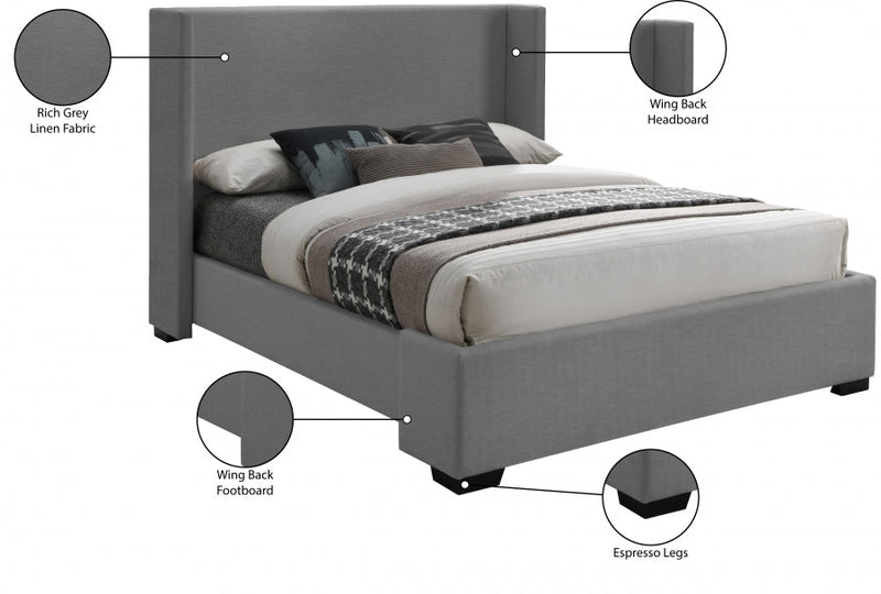 Oxford Linen Textured Full Bed (3 Boxes) Grey - OxfordGrey-F