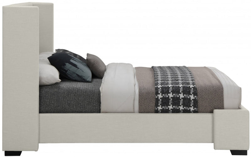 Oxford Linen Textured King Bed (3 Boxes) Beige - Gate FurnitureKing Bed