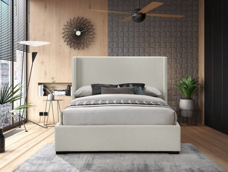 Oxford Linen Textured King Bed (3 Boxes) Beige - Gate FurnitureKing Bed