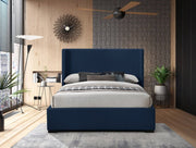 Oxford Linen Textured King Bed (3 Boxes) Blue - Gate FurnitureKing Bed