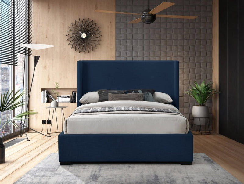 Oxford Linen Textured King Bed (3 Boxes) Blue - Gate FurnitureKing Bed