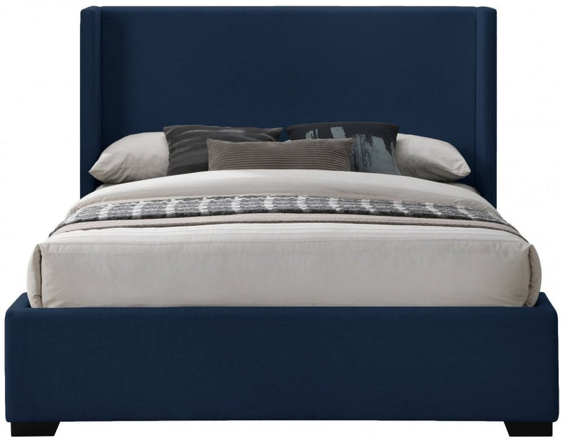 Oxford Linen Textured King Bed (3 Boxes) Blue - Gate FurnitureKing Bed