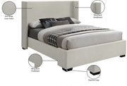 Oxford Linen Textured Queen Bed (3 Boxes) Beige - Gate FurnitureQueen Bed
