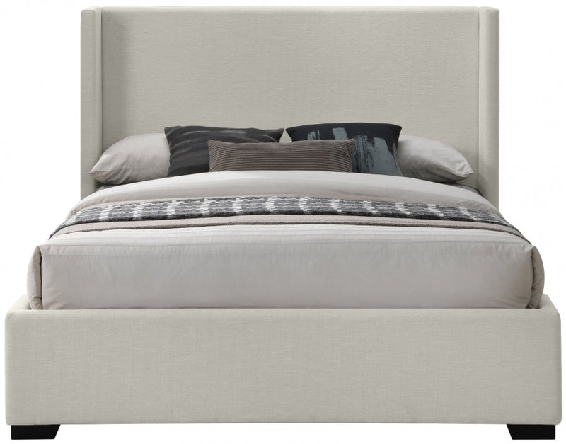 Oxford Linen Textured Queen Bed (3 Boxes) Beige - Gate FurnitureQueen Bed