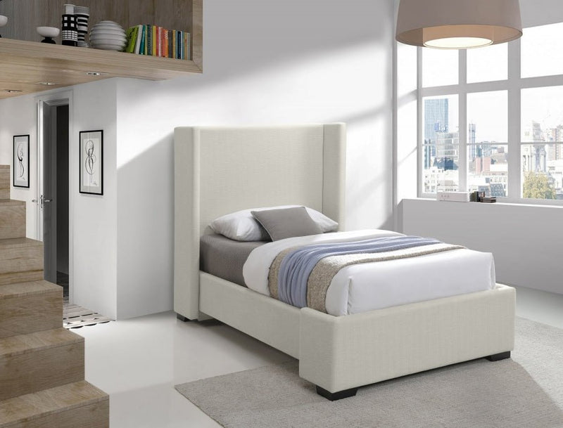 Oxford Linen Textured Twin Bed (3 Boxes) Beige - Gate FurnitureTwin Bed