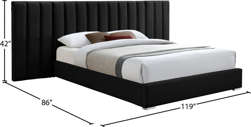 Pablo Velvet King Bed Black - Gate FurnitureKing Bed
