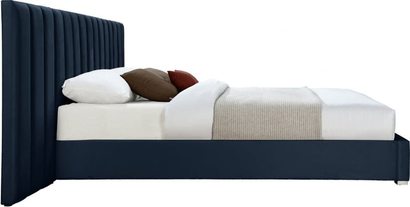 Pablo Velvet King Bed Blue - Gate FurnitureKing Bed