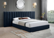 Pablo Velvet King Bed Blue - Gate FurnitureKing Bed