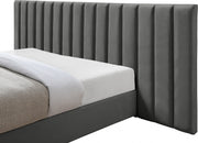 Pablo Velvet King Bed Grey - Gate FurnitureKing Bed