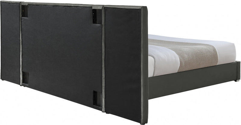 Pablo Velvet King Bed Grey - Gate FurnitureKing Bed