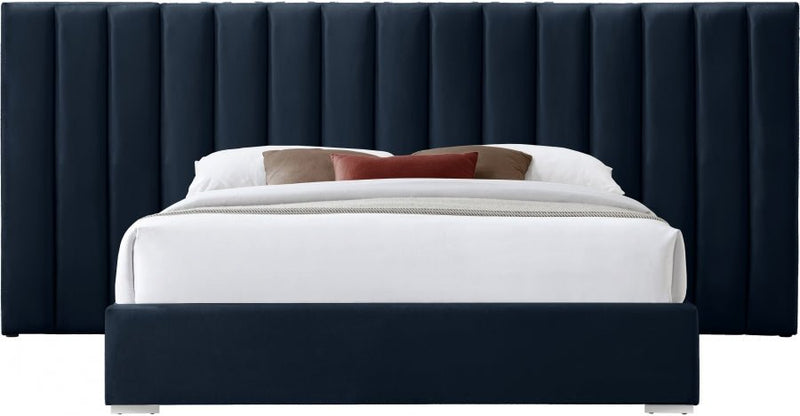 Pablo Velvet Queen Bed Blue - Gate FurnitureQueen Bed