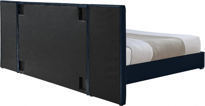 Pablo Velvet Queen Bed Blue - Gate FurnitureQueen Bed