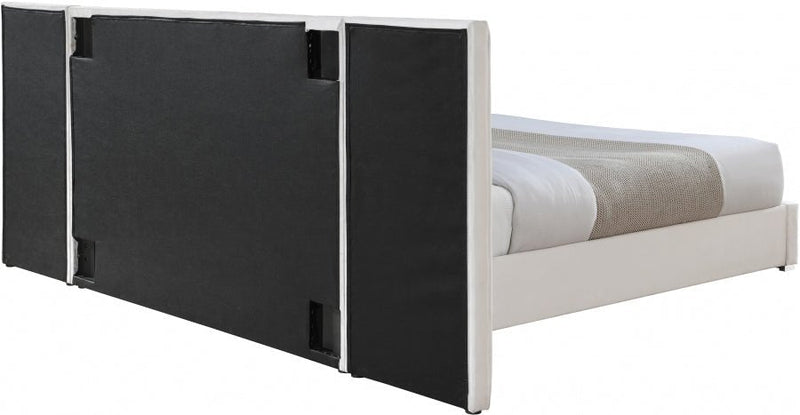 Pablo Velvet Queen Bed Cream - Gate FurnitureQueen Bed