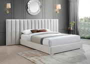 Pablo Velvet Queen Bed Cream - Gate FurnitureQueen Bed
