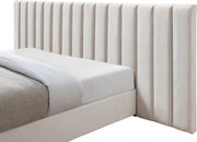 Pablo Velvet Queen Bed Cream - Gate FurnitureQueen Bed