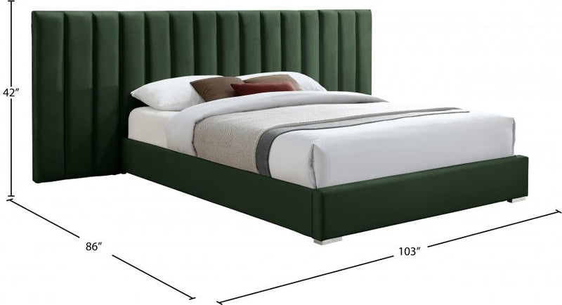 Pablo Velvet Queen Bed Green - Gate FurnitureQueen Bed