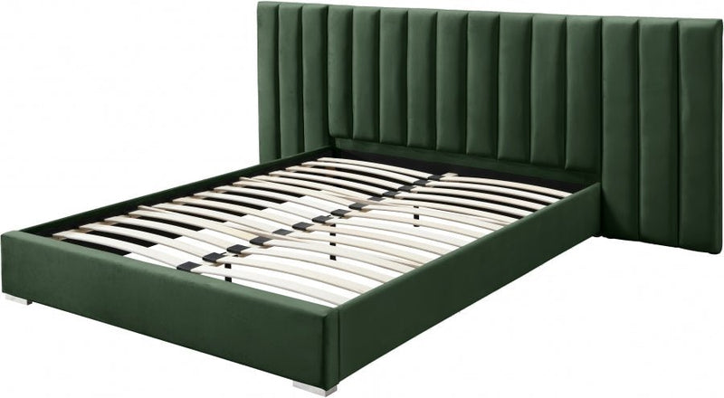 Pablo Velvet Queen Bed Green - Gate FurnitureQueen Bed