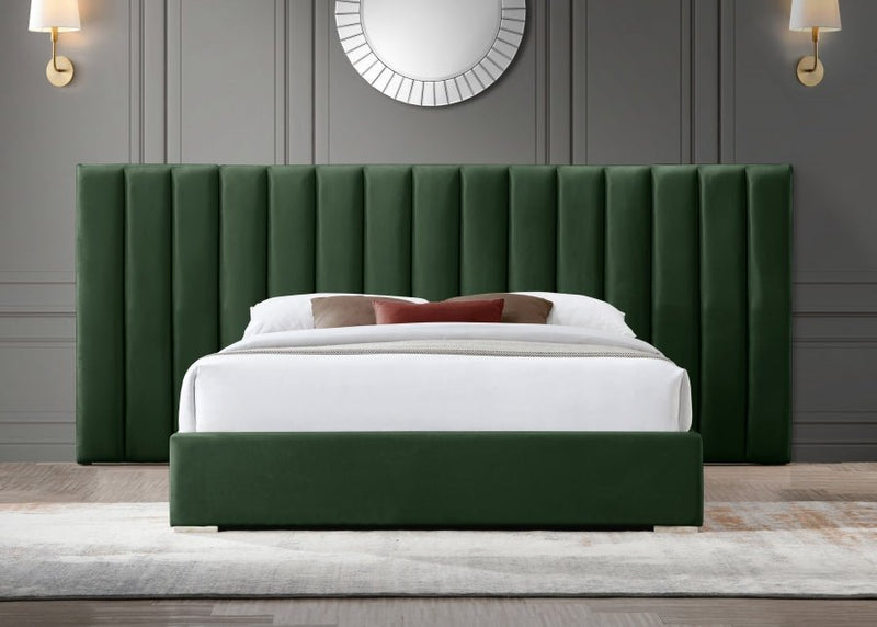 Pablo Velvet Queen Bed Green - Gate FurnitureQueen Bed