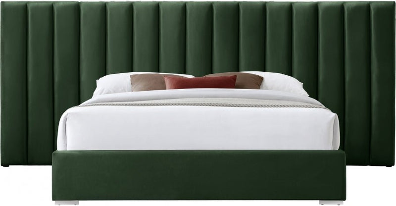 Pablo Velvet Queen Bed Green - Gate FurnitureQueen Bed