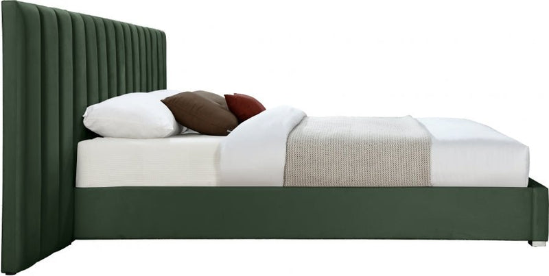 Pablo Velvet Queen Bed Green - Gate FurnitureQueen Bed
