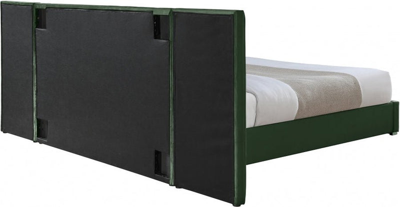 Pablo Velvet Queen Bed Green - Gate FurnitureQueen Bed