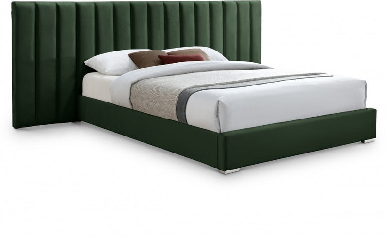 Pablo Velvet Queen Bed Green - Gate FurnitureQueen Bed