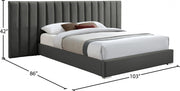 Pablo Velvet Queen Bed Grey - Gate FurnitureQueen Bed