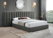 Pablo Velvet Queen Bed Grey - Gate FurnitureQueen Bed