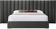 Pablo Velvet Queen Bed Grey - Gate FurnitureQueen Bed