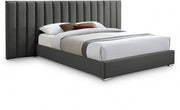 Pablo Velvet Queen Bed Grey - Gate FurnitureQueen Bed