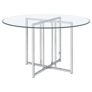 Pace 48-inch Round Glass Top Dining Table Chrome - 115210CHR