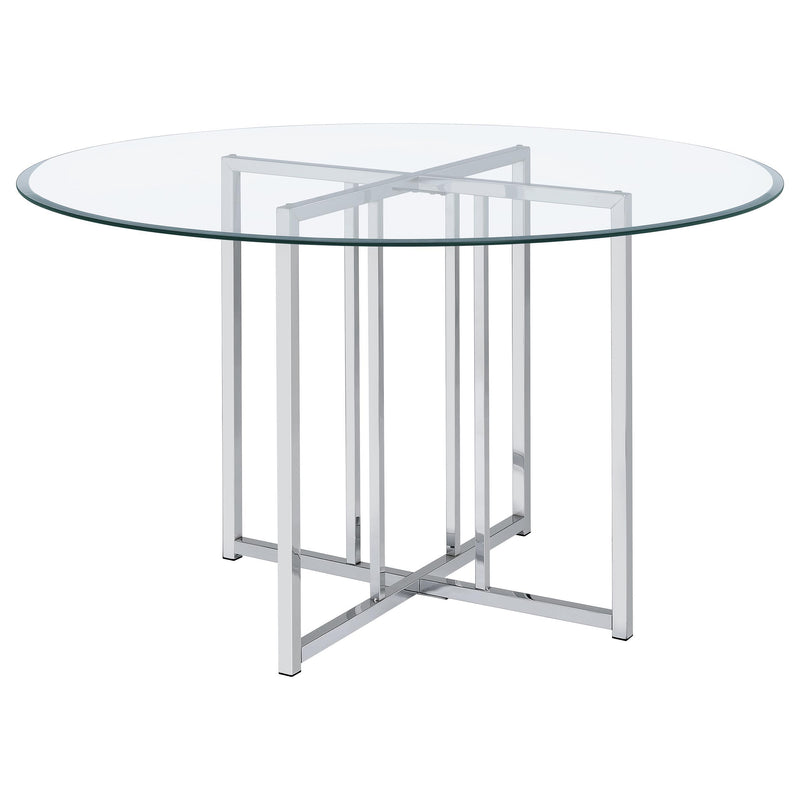 Pace 48-inch Round Glass Top Dining Table Chrome - 115210CHR
