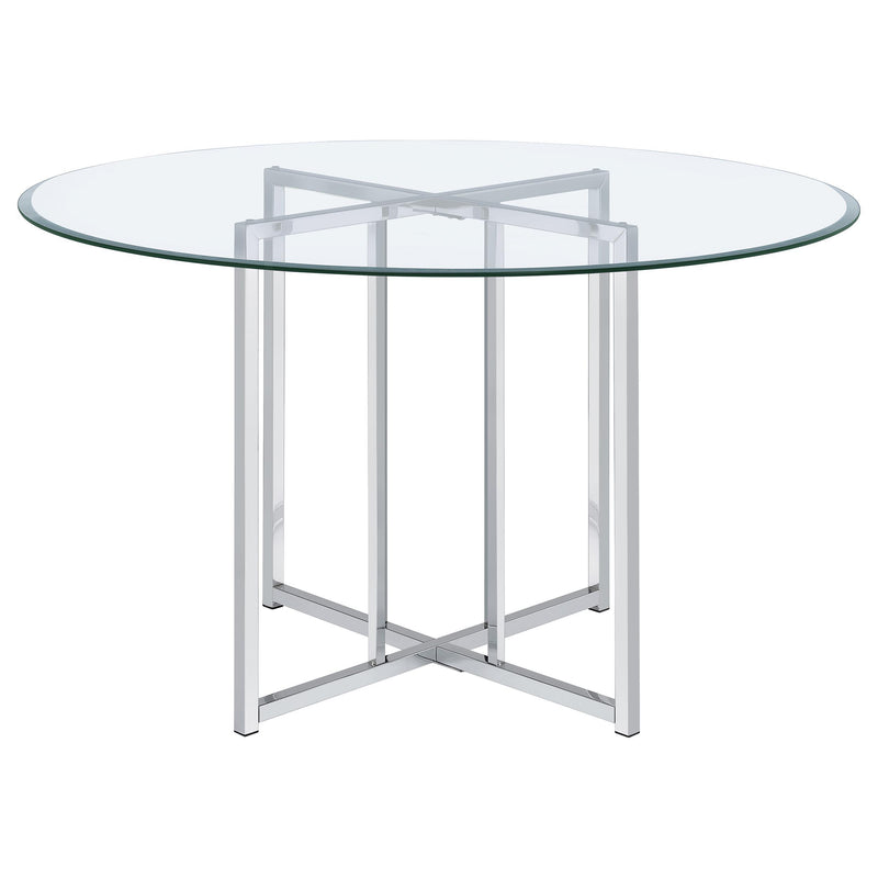 Pace 48-inch Round Glass Top Dining Table Chrome - 115210CHR