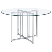 Pace 48-inch Round Glass Top Dining Table Chrome - 115210CHR