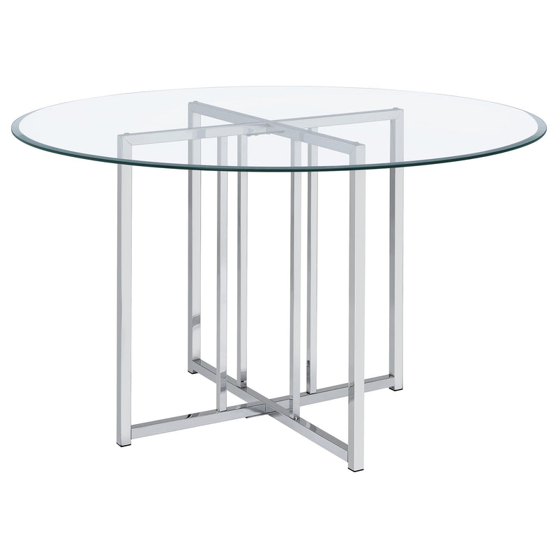 Pace 48-inch Round Glass Top Dining Table Chrome - 115210CHR