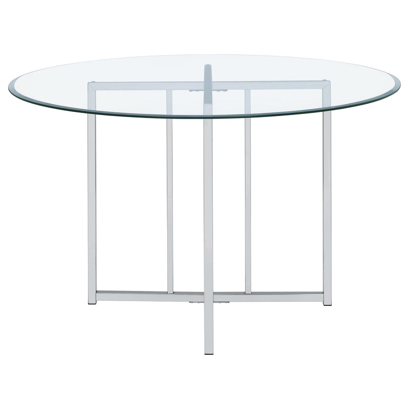 Pace 48-inch Round Glass Top Dining Table Chrome - 115210CHR