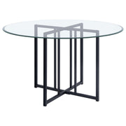 Pace 48-inch Round Glass Top Dining Table Matte Black - 115210BLK